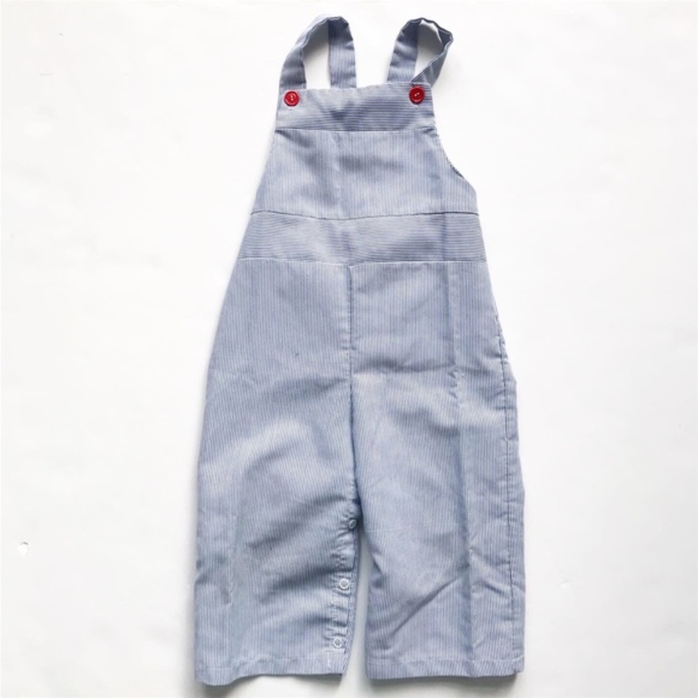Vintage Blue/white stripe overalls looks 2/3T